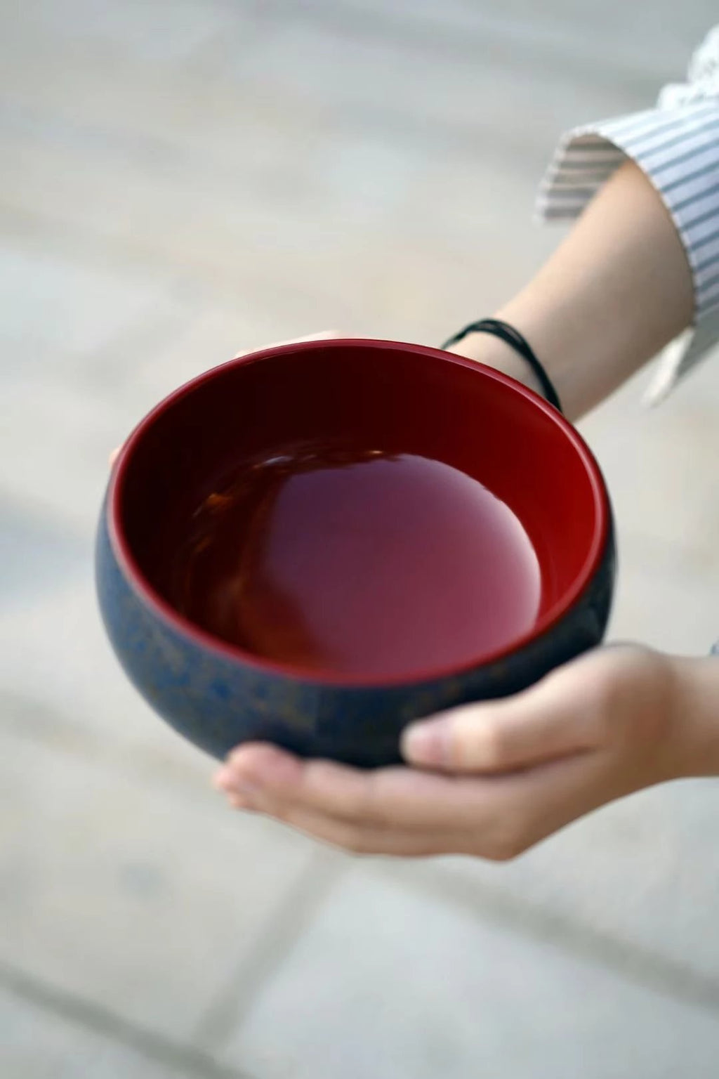 大号木胎满金蓝金犀皮漆茶海