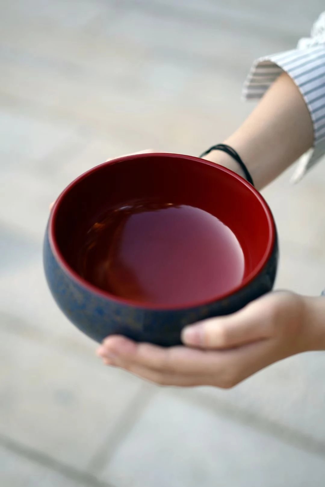 大号木胎满金蓝金犀皮漆茶海