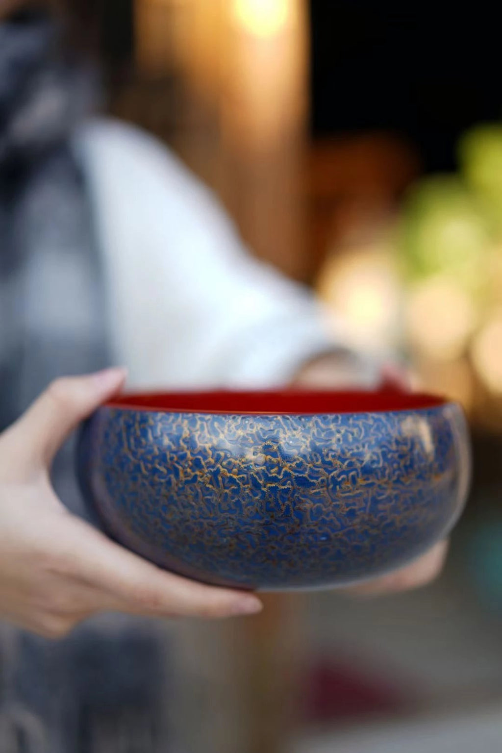 大号木胎满金蓝金犀皮漆茶海