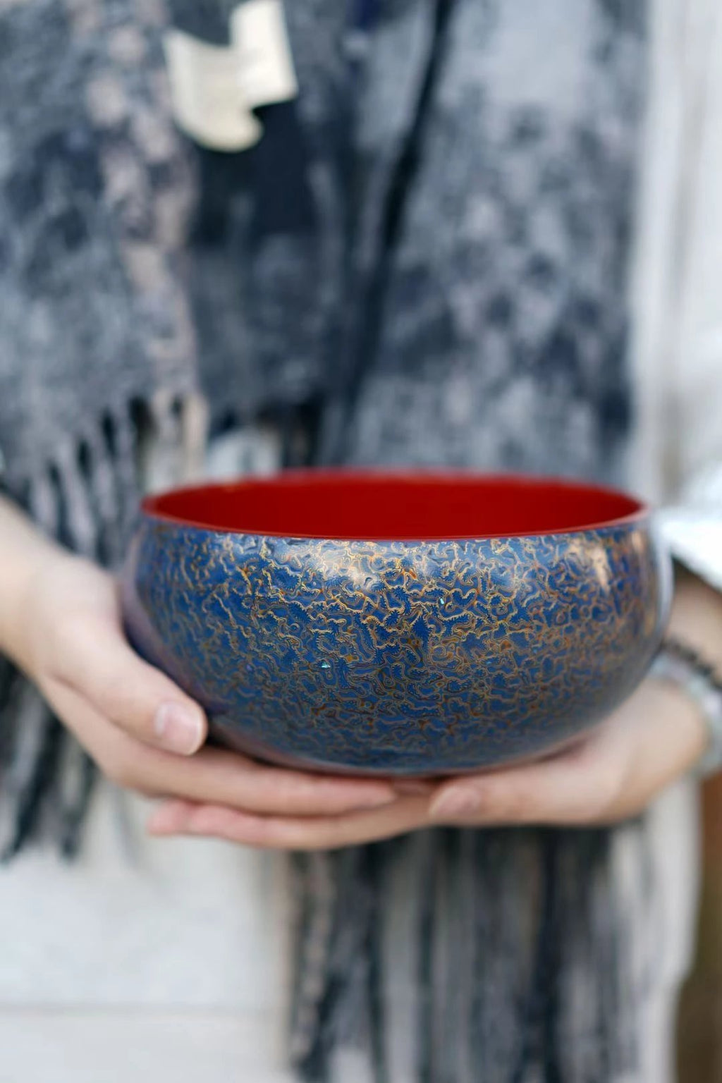 大号木胎满金蓝金犀皮漆茶海